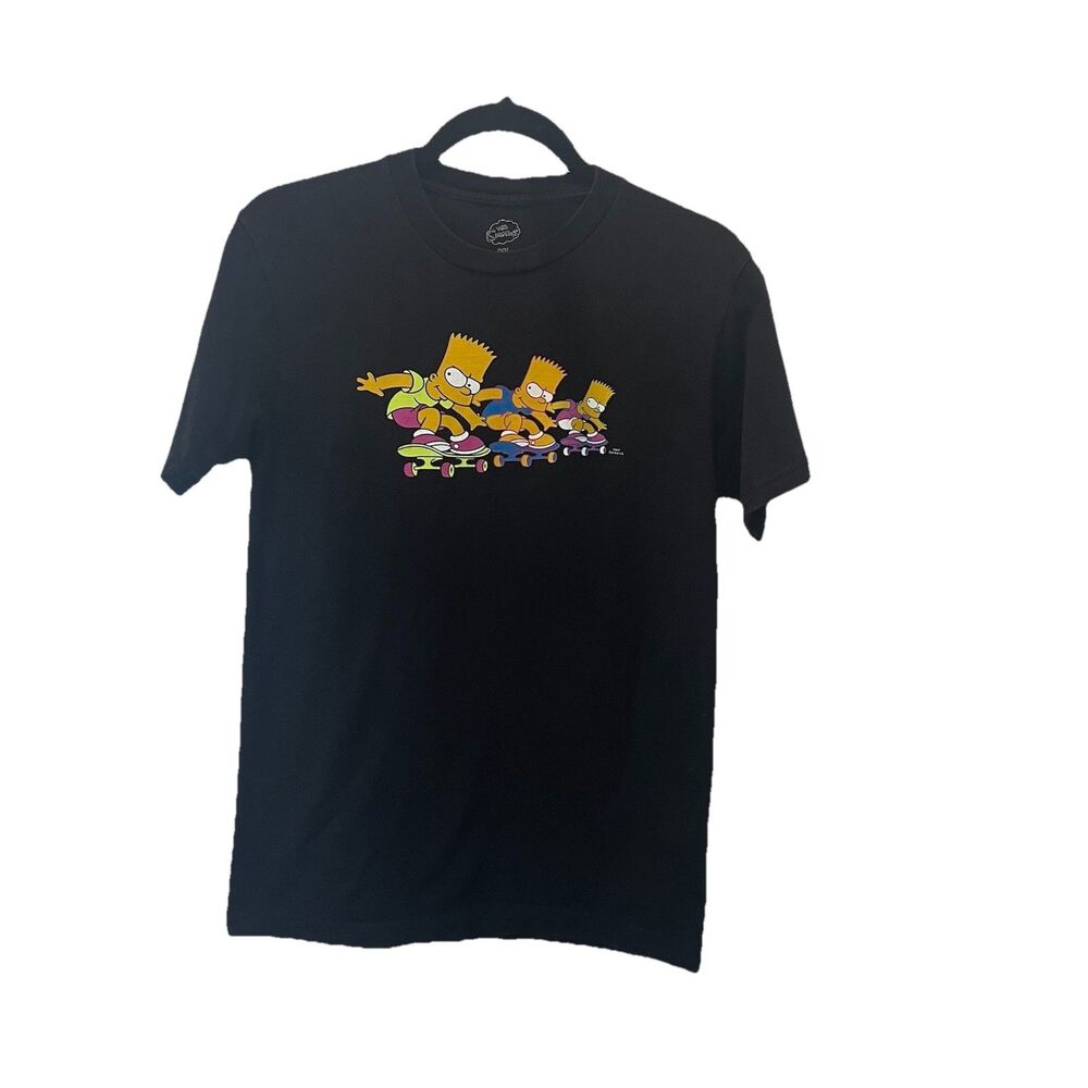 Neff The Simpsons Bart Skateboarding Graphic T-Shirt Black Mens Size S